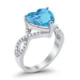 Large Infinity Heart Art Deco Promise Twisted Shank Wedding Engagement Ring Simulated Cubic Zirconia 925 Sterling Silver