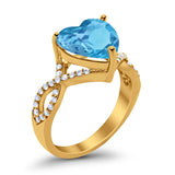 Large Infinity Heart Art Deco Promise Twisted Shank Wedding Engagement Ring Simulated Cubic Zirconia 925 Sterling Silver