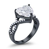 Large Infinity Heart Art Deco Promise Twisted Shank Wedding Engagement Ring Simulated Cubic Zirconia 925 Sterling Silver