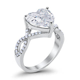 Large Infinity Heart Art Deco Promise Twisted Shank Wedding Engagement Ring Simulated Cubic Zirconia 925 Sterling Silver