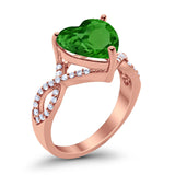 Large Infinity Heart Art Deco Promise Twisted Shank Wedding Engagement Ring Simulated Cubic Zirconia 925 Sterling Silver