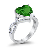 Large Infinity Heart Art Deco Promise Twisted Shank Wedding Engagement Ring Simulated Cubic Zirconia 925 Sterling Silver