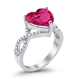 Large Infinity Heart Art Deco Promise Twisted Shank Wedding Engagement Ring Simulated Cubic Zirconia 925 Sterling Silver