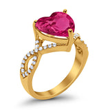 Large Infinity Heart Art Deco Promise Twisted Shank Wedding Engagement Ring Simulated Cubic Zirconia 925 Sterling Silver