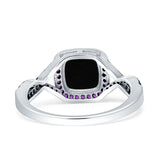 Halo Cushion Infinity Twist Side Stone Simulated Amethyst CZ Engagement Ring Cubic Zirconia 925 Sterling Silver