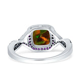 Halo Cushion Infinity Twist Side Stone Simulated Amethyst CZ Engagement Ring Cubic Zirconia 925 Sterling Silver