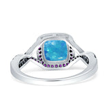 Halo Cushion Infinity Twist Side Stone Simulated Amethyst CZ Engagement Ring Cubic Zirconia 925 Sterling Silver