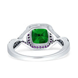 Halo Cushion Infinity Twist Side Stone Simulated Amethyst CZ Engagement Ring Cubic Zirconia 925 Sterling Silver