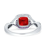 Halo Cushion Infinity Twist Side Stone Simulated Amethyst CZ Engagement Ring Cubic Zirconia 925 Sterling Silver