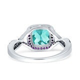 Halo Cushion Infinity Twist Side Stone Simulated Amethyst CZ Engagement Ring Cubic Zirconia 925 Sterling Silver