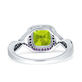Halo Cushion Infinity Twist Side Stone Simulated Amethyst CZ Engagement Ring Cubic Zirconia 925 Sterling Silver
