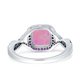 Halo Cushion Infinity Twist Side Stone Simulated Amethyst CZ Engagement Ring Cubic Zirconia 925 Sterling Silver