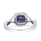 Halo Cushion Infinity Twist Side Stone Simulated Amethyst CZ Engagement Ring Cubic Zirconia 925 Sterling Silver