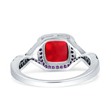 Halo Cushion Infinity Twist Side Stone Simulated Amethyst CZ Engagement Ring Cubic Zirconia 925 Sterling Silver