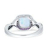 Halo Cushion Infinity Twist Side Stone Simulated Amethyst CZ Engagement Ring Cubic Zirconia 925 Sterling Silver
