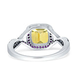 Halo Cushion Infinity Twist Side Stone Simulated Amethyst CZ Engagement Ring Cubic Zirconia 925 Sterling Silver