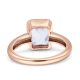 Bezel Set 8mmx6mm Emerald Engagement Ring Cubic Zirconia 925 Sterling Silver