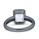 Bezel Set 9mmx7mm Emerald Engagement Ring Cubic Zirconia 925 Sterling Silver