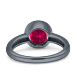 Bezel Set 6mm Round Engagement Ring Cubic Zirconia 925 Sterling Silver