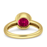 Bezel Set 6mm Round Engagement Ring Cubic Zirconia 925 Sterling Silver