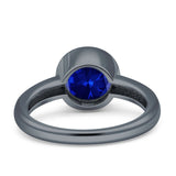 Bezel Set 7mm Round Engagement Ring Cubic Zirconia 925 Sterling Silver