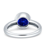 Bezel Set 7mm Round Engagement Ring Cubic Zirconia 925 Sterling Silver