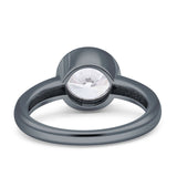 Bezel Set 7mm Round Engagement Ring Cubic Zirconia 925 Sterling Silver