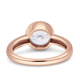 Bezel Set 7mm Round Engagement Ring Cubic Zirconia 925 Sterling Silver