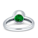 Bezel Set 7mm Round Engagement Ring Cubic Zirconia 925 Sterling Silver
