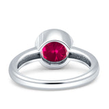 Bezel Set 7mm Round Engagement Ring Cubic Zirconia 925 Sterling Silver