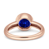 Bezel Set 8mm Round Engagement Ring Cubic Zirconia 925 Sterling Silver