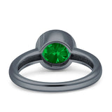 Bezel Set 8mm Round Engagement Ring Cubic Zirconia 925 Sterling Silver