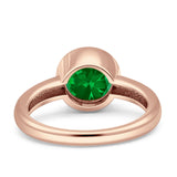 Bezel Set 8mm Round Engagement Ring Cubic Zirconia 925 Sterling Silver