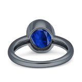 Bezel Set 9mmX7mm Oval Engagement Ring Cubic Zirconia 925 Sterling Silver