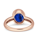 Bezel Set 9mmX7mm Oval Engagement Ring Cubic Zirconia 925 Sterling Silver