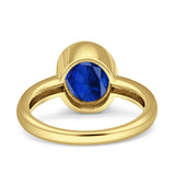 Bezel Set 9mmX7mm Oval Engagement Ring Cubic Zirconia 925 Sterling Silver