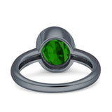 Bezel Set 9mmX7mm Oval Engagement Ring Cubic Zirconia 925 Sterling Silver