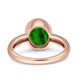 Bezel Set 9mmX7mm Oval Engagement Ring Cubic Zirconia 925 Sterling Silver