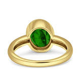 Bezel Set 9mmX7mm Oval Engagement Ring Cubic Zirconia 925 Sterling Silver