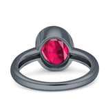 Bezel Set 9mmX7mm Oval Engagement Ring Cubic Zirconia 925 Sterling Silver