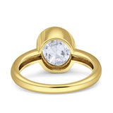 Bezel Set 10mmX8mm Oval Engagement Ring Cubic Zirconia 925 Sterling Silver