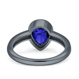 Bezel Set 9mmX6mm Pear Engagement Ring Cubic Zirconia 925 Sterling Silver