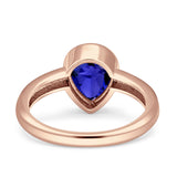 Bezel Set 9mmX6mm Pear Engagement Ring Cubic Zirconia 925 Sterling Silver