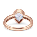 Bezel Set 9mmX6mm Pear Engagement Ring Cubic Zirconia 925 Sterling Silver