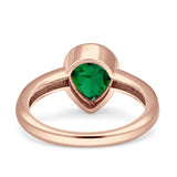 Bezel Set 9mmX6mm Pear Engagement Ring Cubic Zirconia 925 Sterling Silver