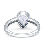 Bezel Set 9mmX7mm Pear Engagement Ring Cubic Zirconia 925 Sterling Silver