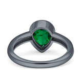 Bezel Set 9mmX7mm Pear Engagement Ring Cubic Zirconia 925 Sterling Silver