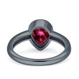 Bezel Set 9mmX7mm Pear Engagement Ring Cubic Zirconia 925 Sterling Silver