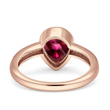 Bezel Set 9mmX7mm Pear Engagement Ring Cubic Zirconia 925 Sterling Silver