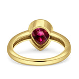 Bezel Set 9mmX7mm Pear Engagement Ring Cubic Zirconia 925 Sterling Silver